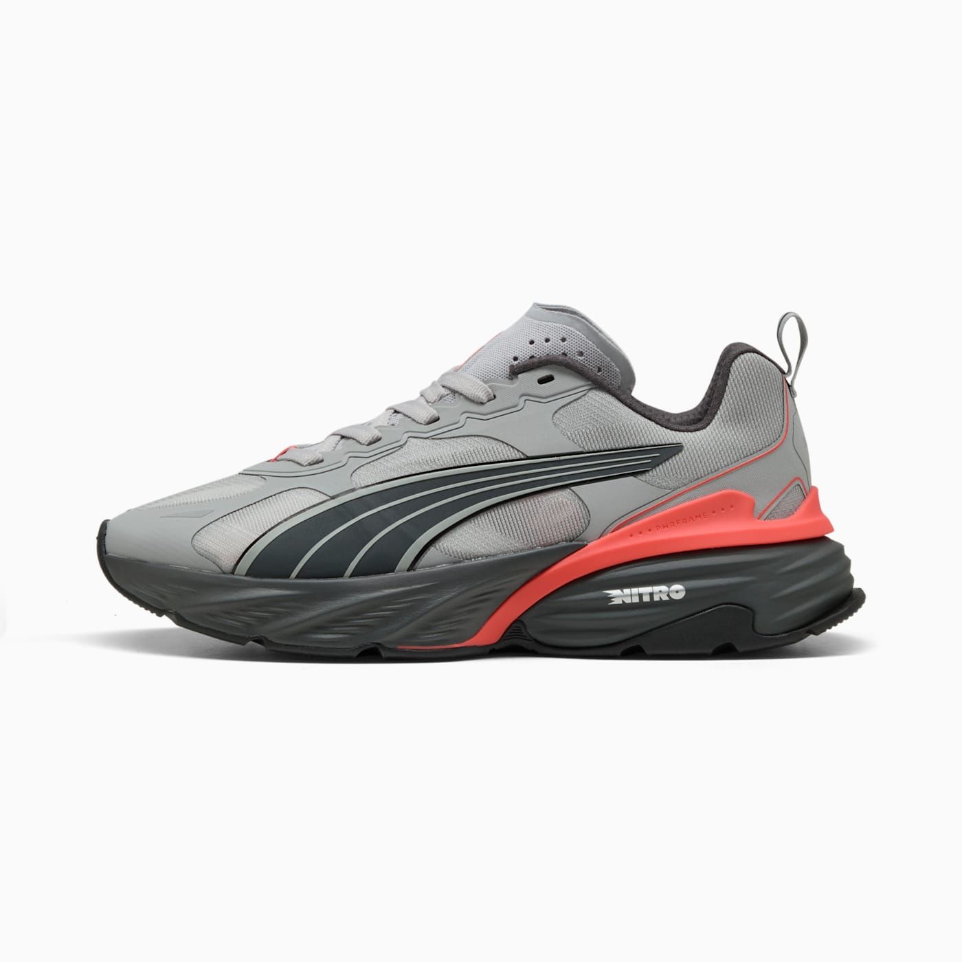Fade NITRO V2 Men's Shoes - Running Gray Echo-Shadow G - Side Profile - Lateral