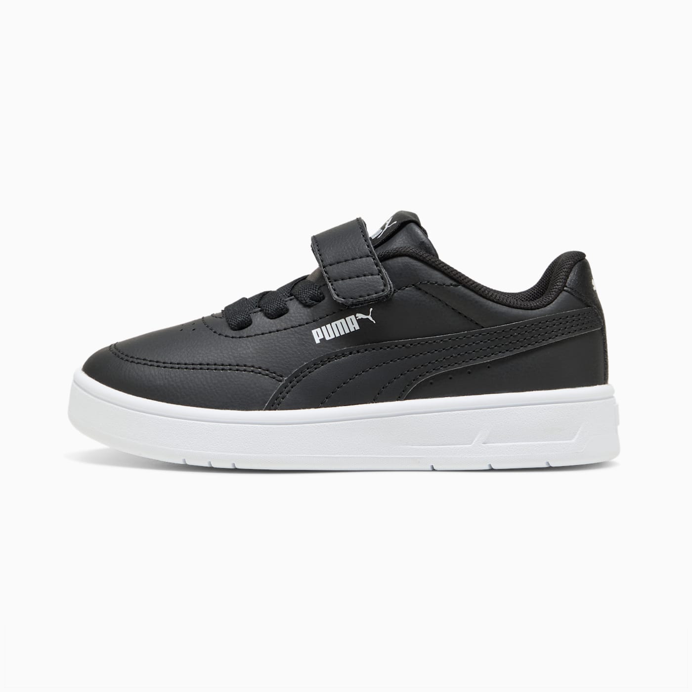 Court Classic Clean AC+ Kids' Shoes - PUMA Black-PU - Side Profile - Lateral