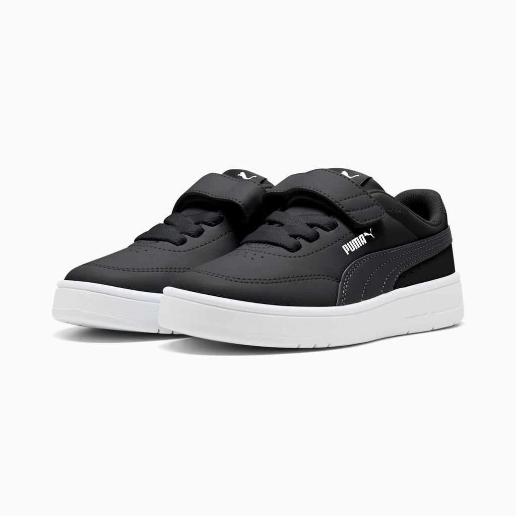 Court Classic Clean AC+ Kids' Shoes - PUMA Black-PU - Clean Studio Shot