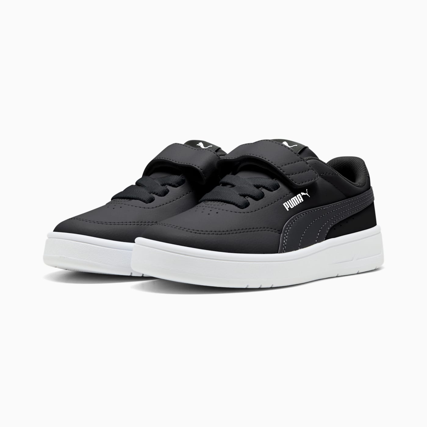 Court Classic Clean AC+ Kids' Shoes - PUMA Black-PU - Clean Studio Shot