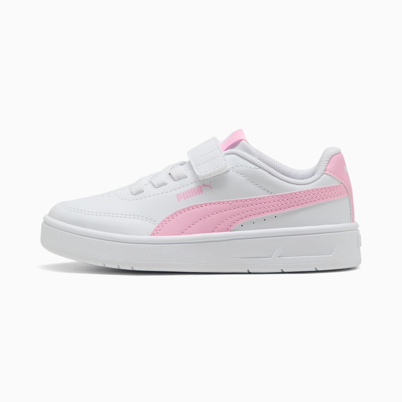 Court Classic Clean AC+ Kids' Shoes - PUMA White-Pi - Side Profile - Lateral