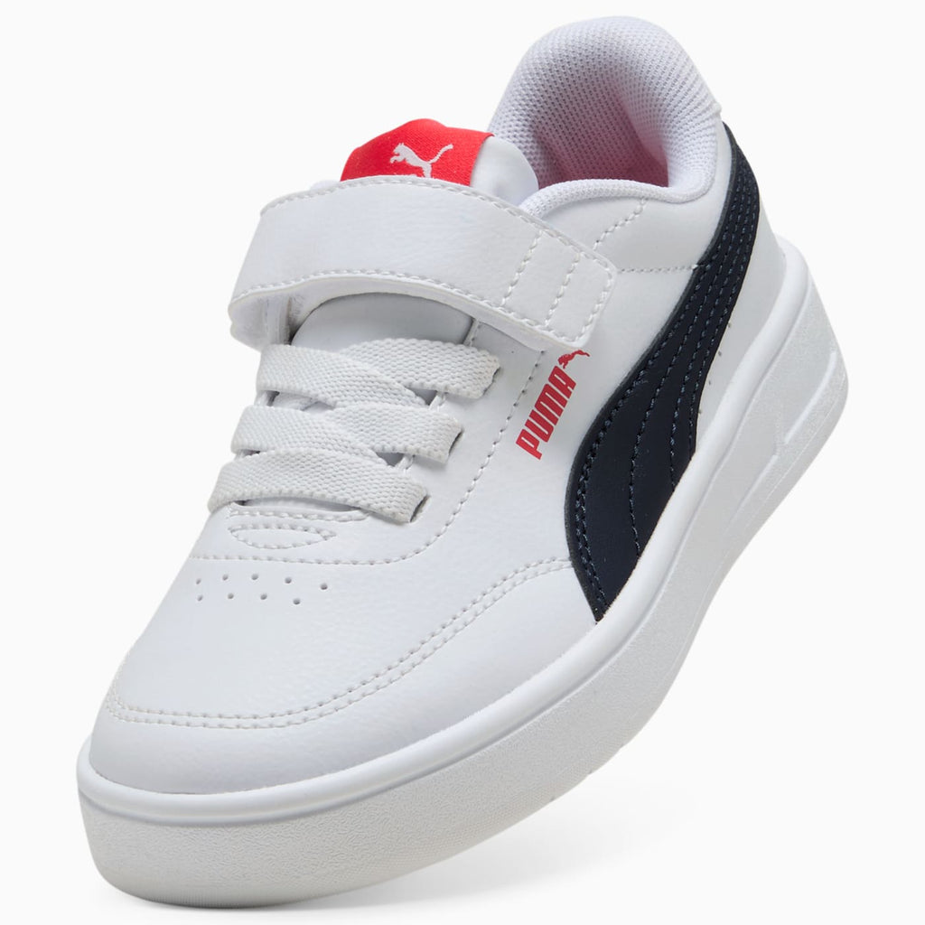 Court Classic Clean AC+ Kids' Shoes - PUMA White-Ne - Angled Studio / Lifestyle Shot