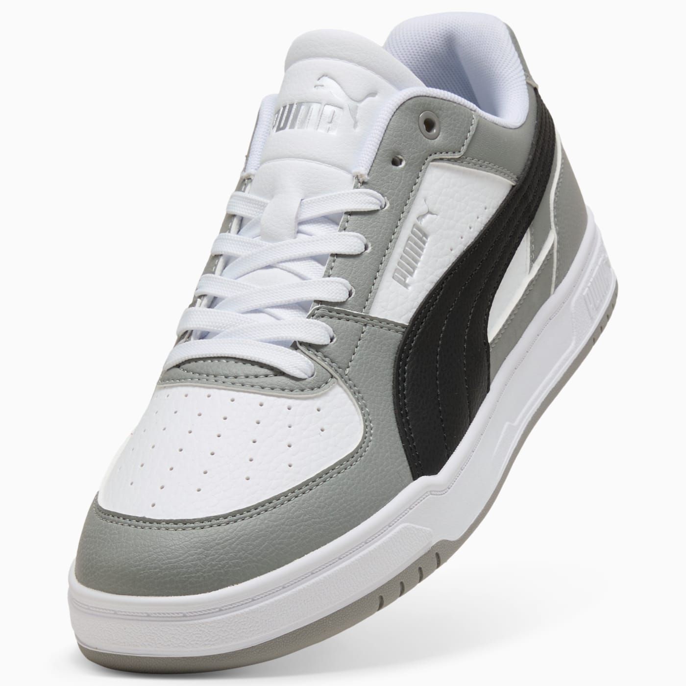 Puma Caven III Men's Shoes - PUMA White-PUMA Black-Gra - Angled Studio / Lifestyle Shot