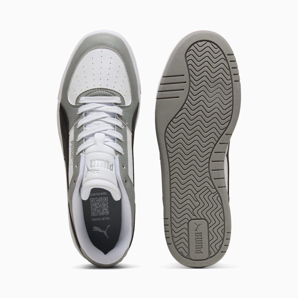 Puma Caven III Men's Shoes - PUMA White-PUMA Black-Gra - Top View and Outsole