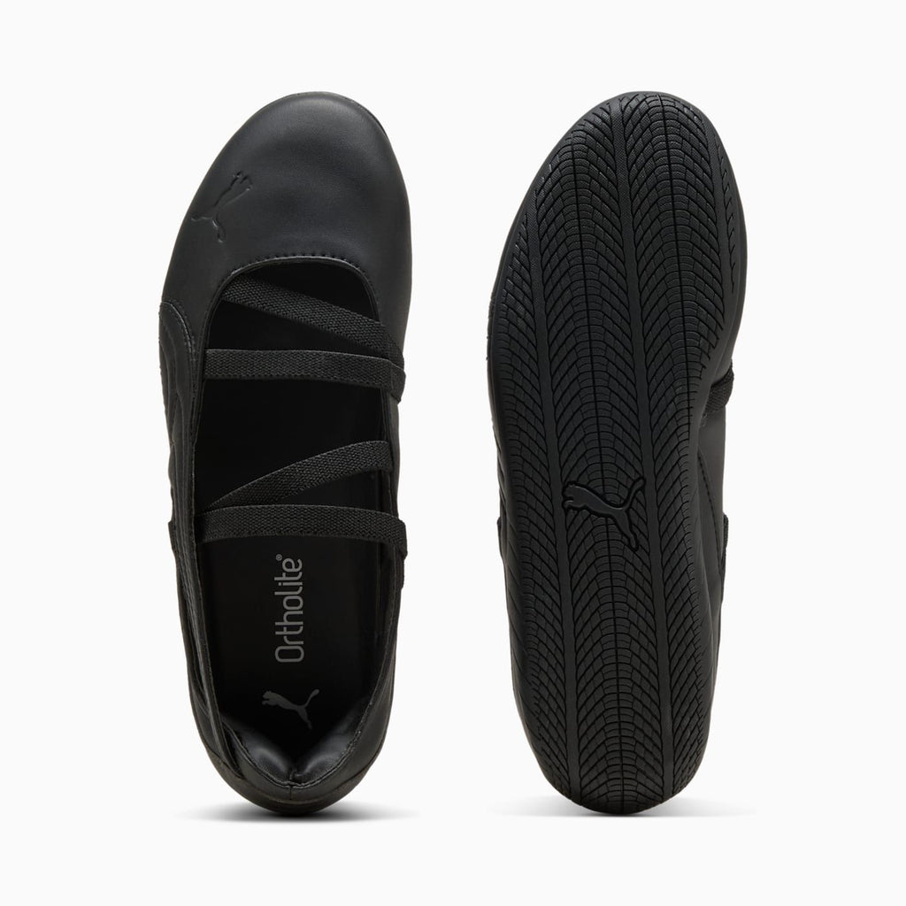 Speedcat Ballet Lthr Women's Shoes - PUMA Black - Top View and Outsole