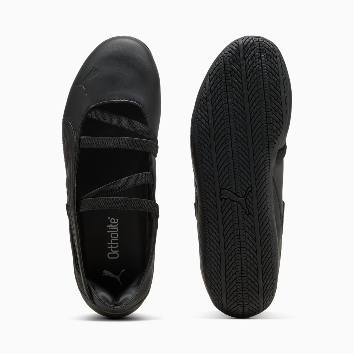 Speedcat Ballet Lthr Women's Shoes - PUMA Black - Top View and Outsole