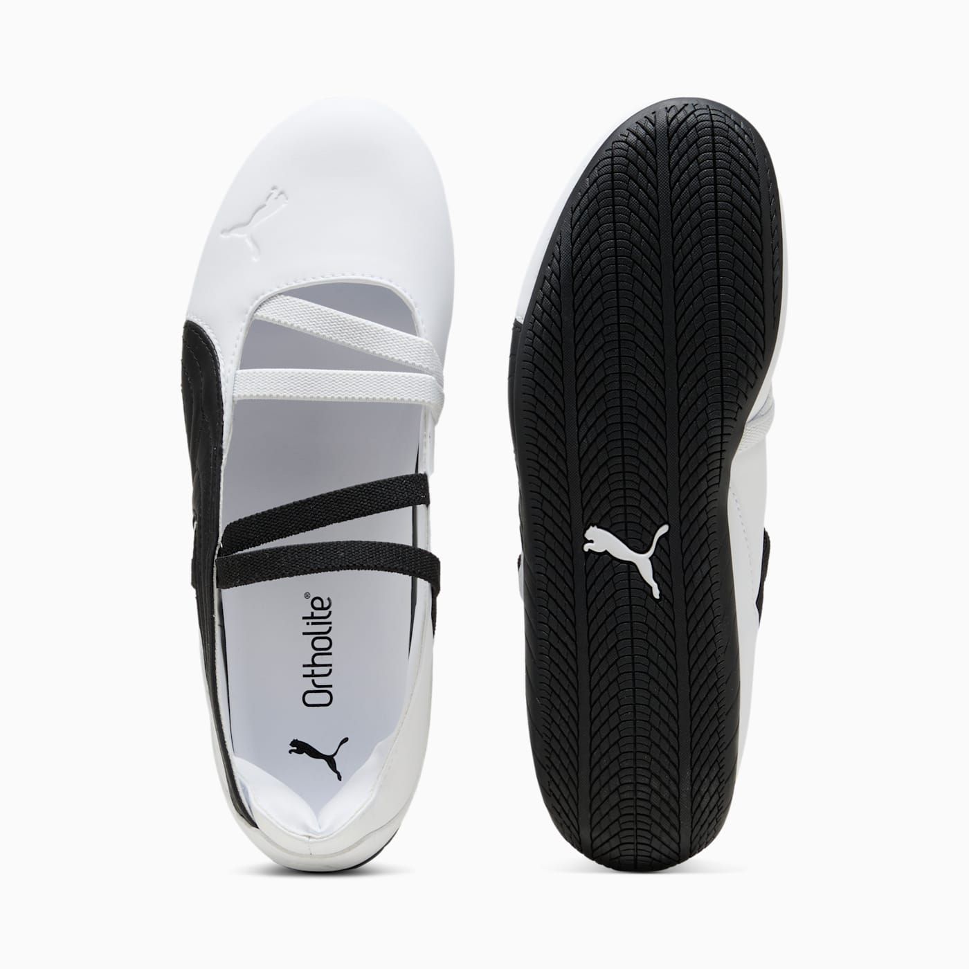 Speedcat Ballet Lthr Women's Shoes - PUMA White-PUMA - Top View and Outsole