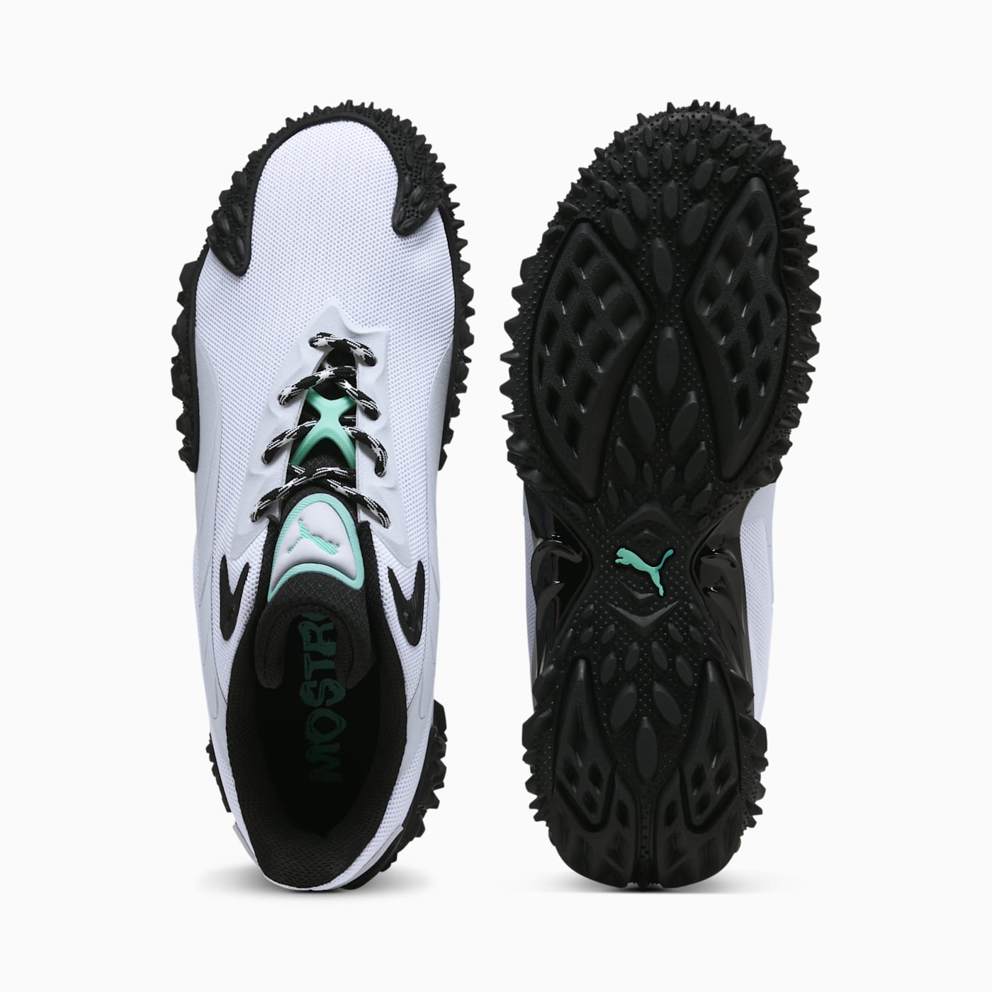 Mostro X Dots Men's Shoes - PUMA White-PUMA Black - Top View and Outsole