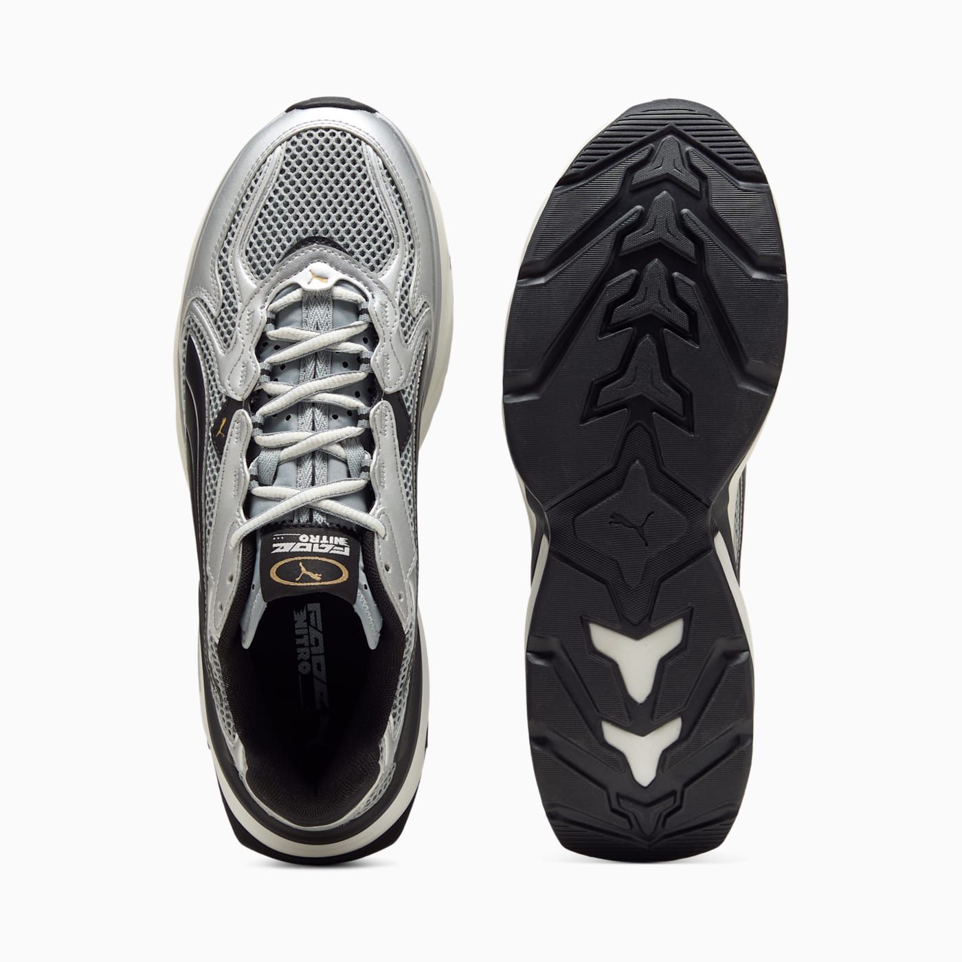 Fade Nitro LS Men's Shoes - PUMA Silver-Cool Mid Gray - Top View and Outsole