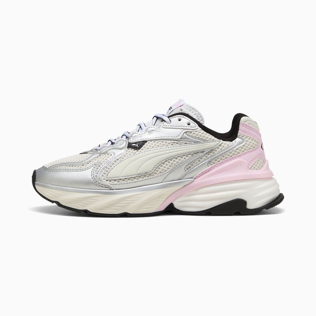 Fade Nitro LS PUMA Silver- Women's Shoes - Warm White-Pea - Side Profile - Lateral