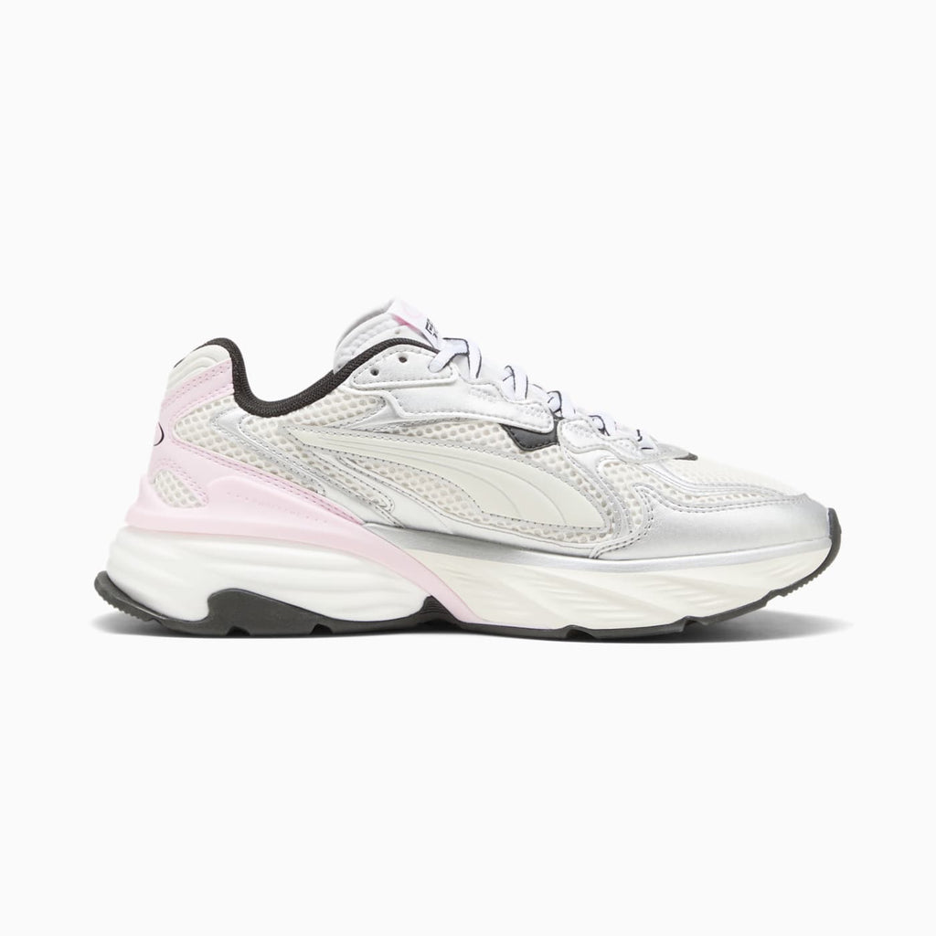 Fade Nitro LS PUMA Silver- Women's Shoes - Warm White-Pea - Side Profile - Medial