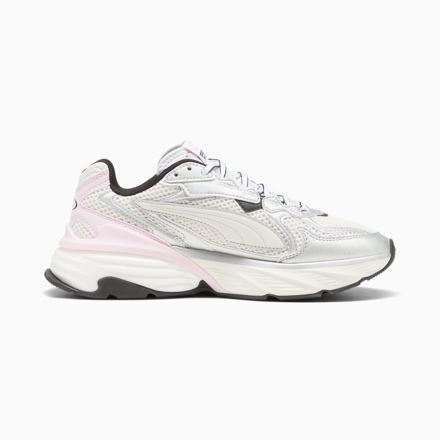 Fade Nitro LS PUMA Silver- Women's Shoes - Warm White-Pea - Side Profile - Medial