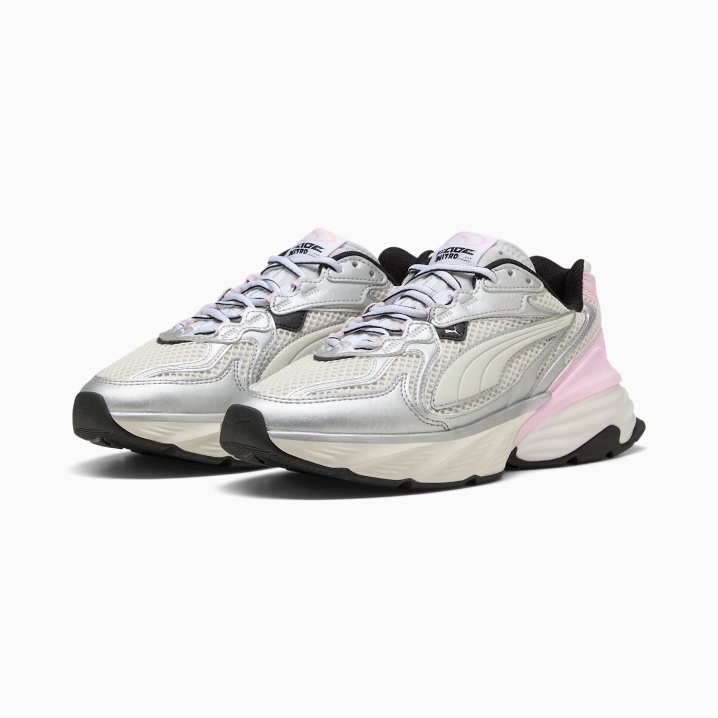 Fade Nitro LS PUMA Silver- Women's Shoes - Warm White-Pea - Clean Studio Shot