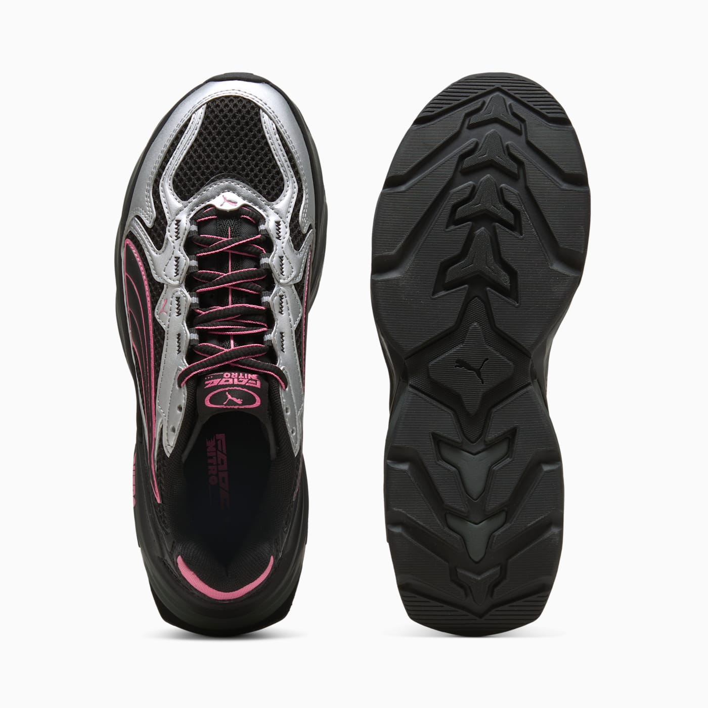 Fade Nitro LS PUMA Silver- Women's Shoes - PUMA Black-Str - Top View and Outsole