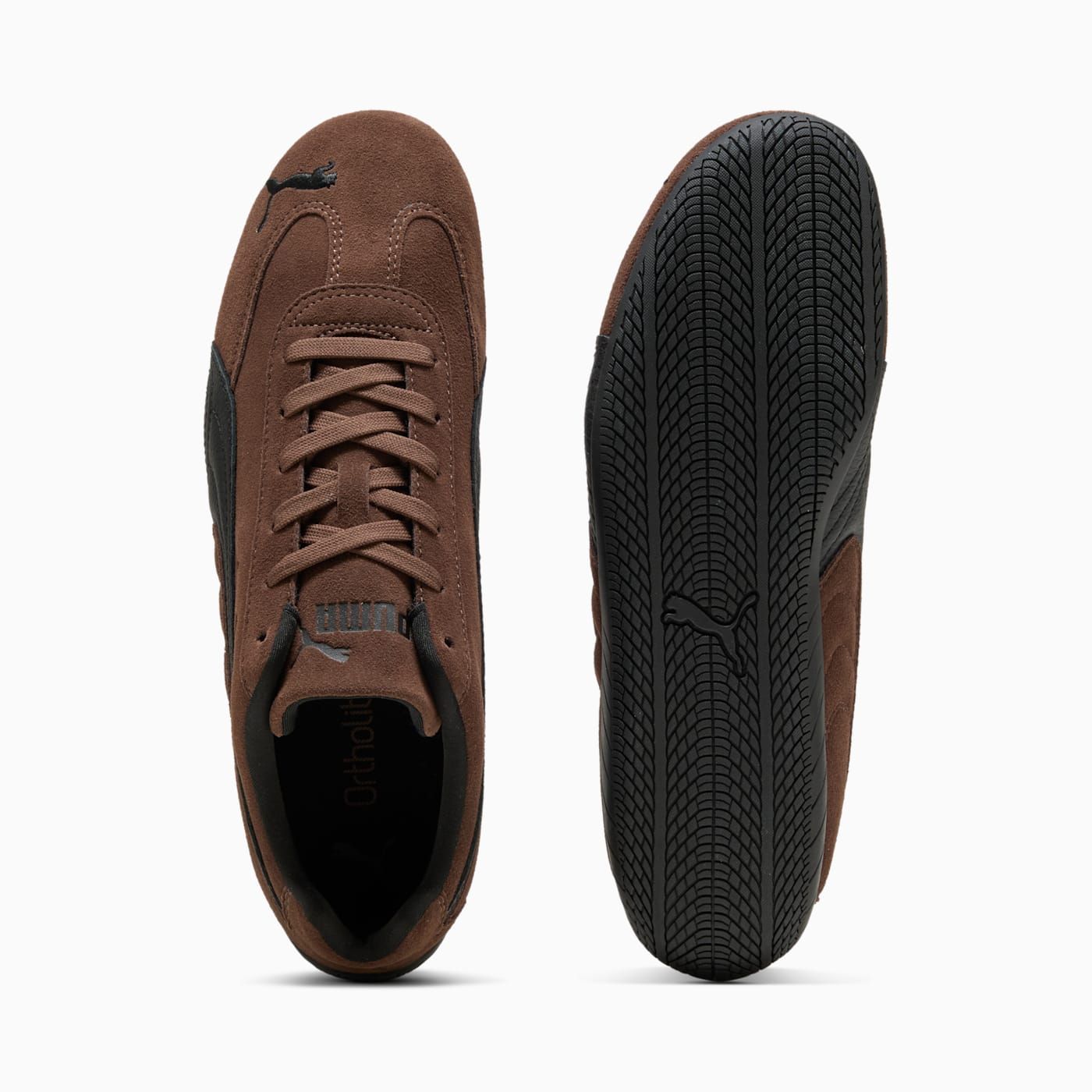 Speedcat Men's Shoes - Chestnut Brown-PUMA Black - Top View and Outsole