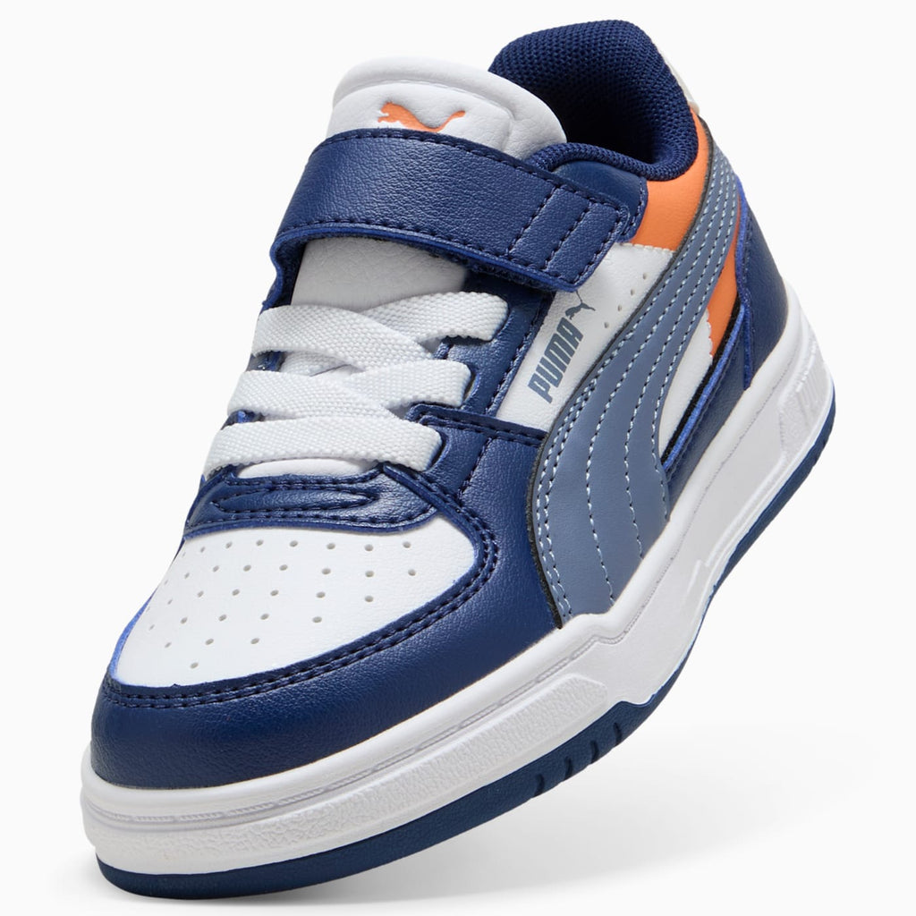 PUMA Caven III Block AC+ Kids' Shoes - Blue Jewel-G - Angled Studio / Lifestyle Shot