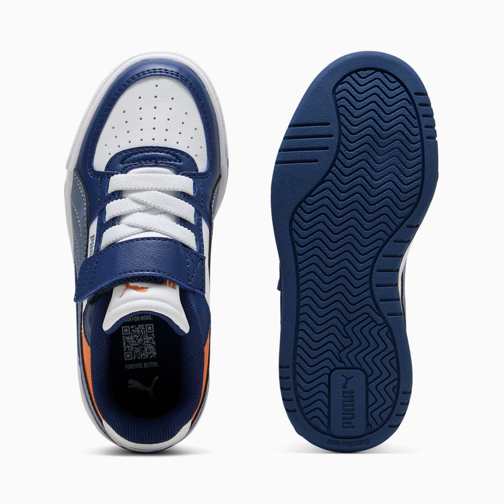 PUMA Caven III Block AC+ Kids' Shoes - Blue Jewel-G - Top View and Outsole