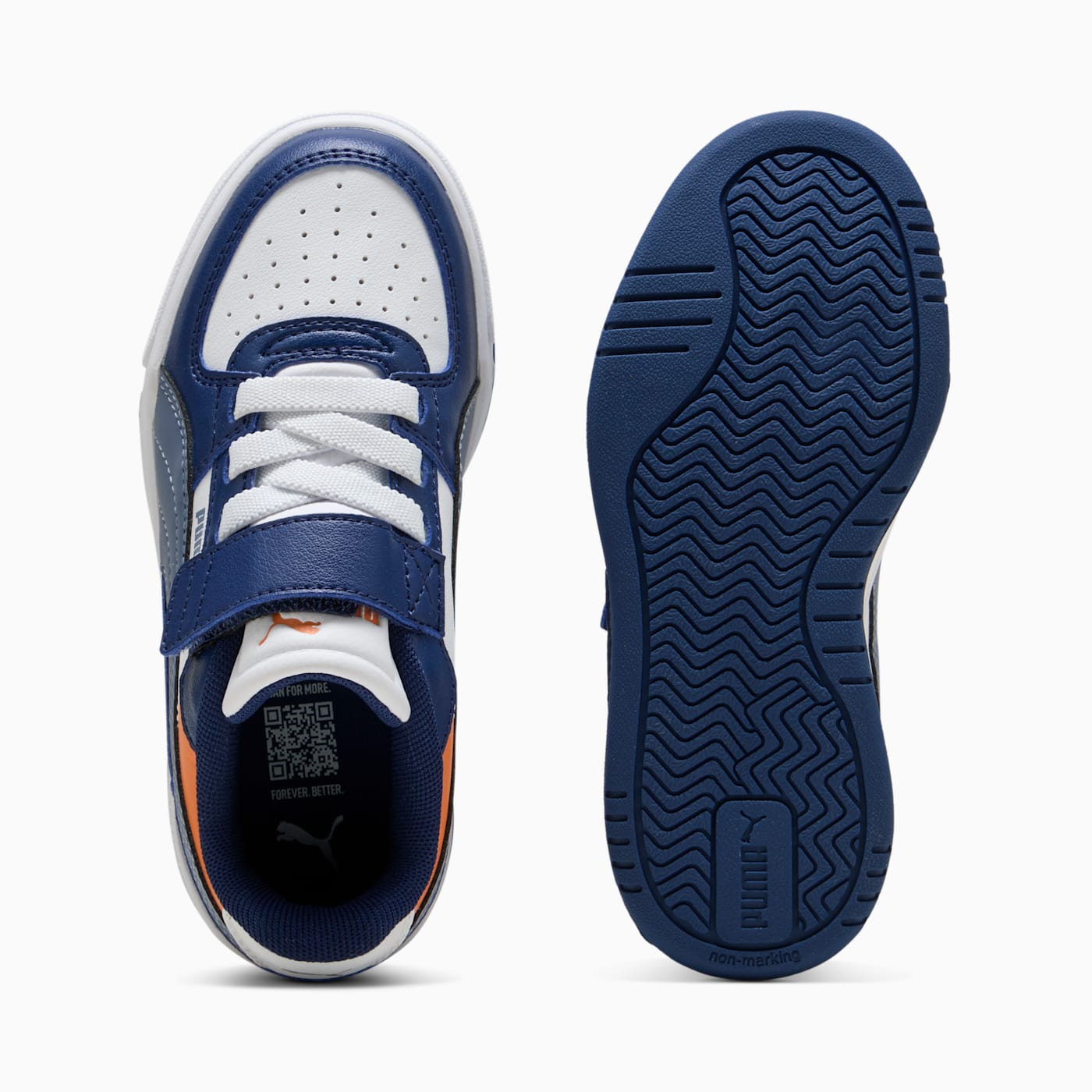 PUMA Caven III Block AC+ Kids' Shoes - Blue Jewel-G - Top View and Outsole
