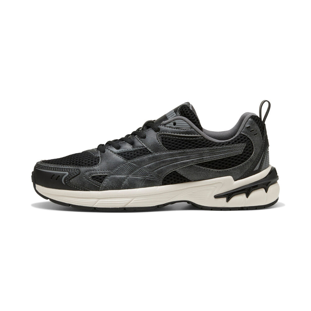 PUMA Milenio Tech 2000 Crafted Leather Sneakers-Black-Gray Echo view 2