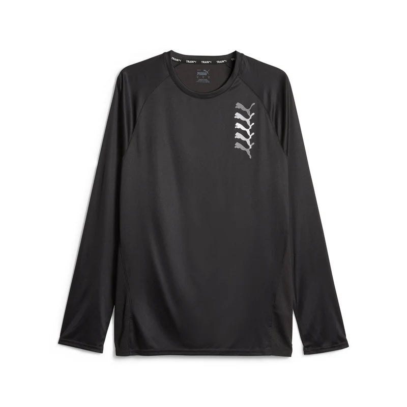 PUMA FIT Long Sleeve Logo Graphic Tee Men - PUMA Black