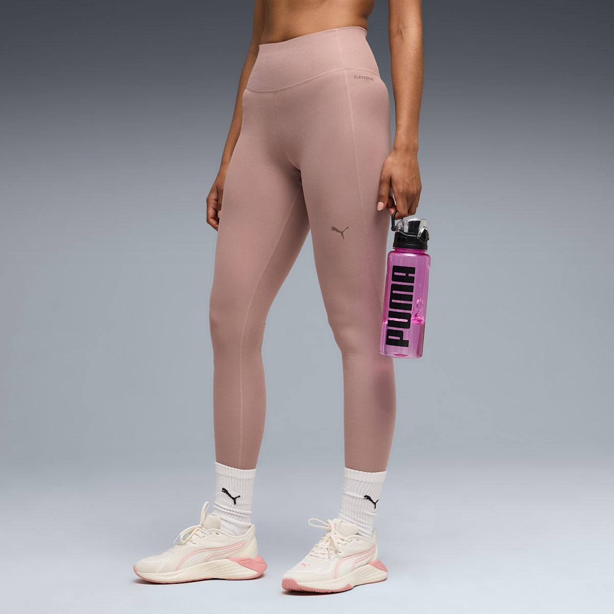 CLOUDSPUN High-Waist Full-Length Tights Women - Sandstone model image