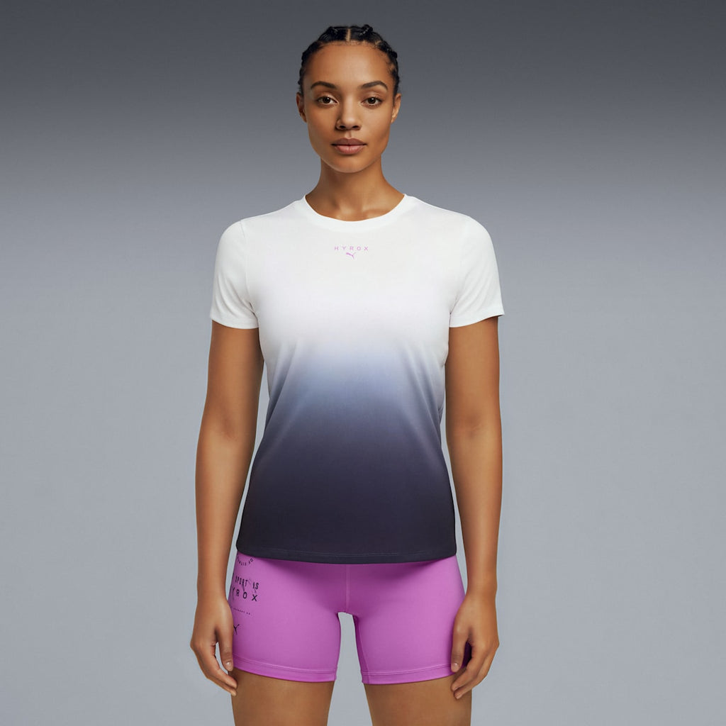 Women's PUMA x HYROX Poly Graphic Tee PUMA White model image