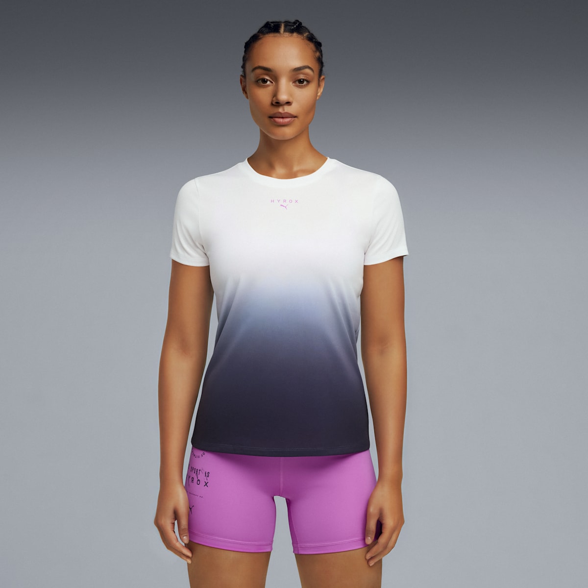 Women's PUMA x HYROX Poly Graphic Tee PUMA White model image
