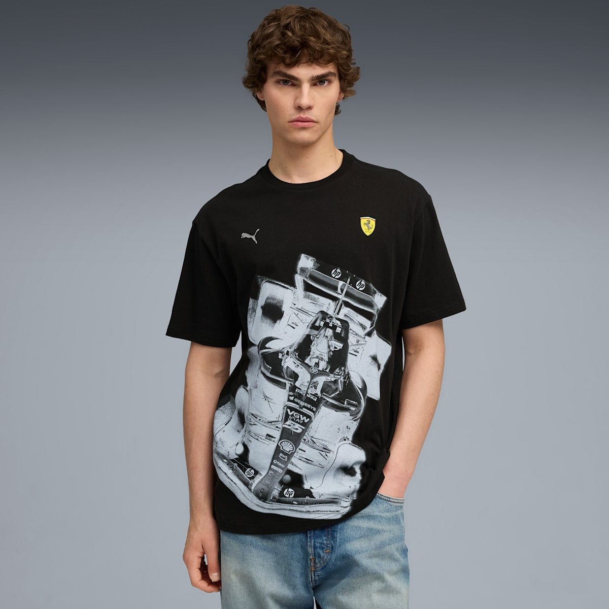 Scuderia Ferrari Premium Tee Men - PUMA Black - model-front