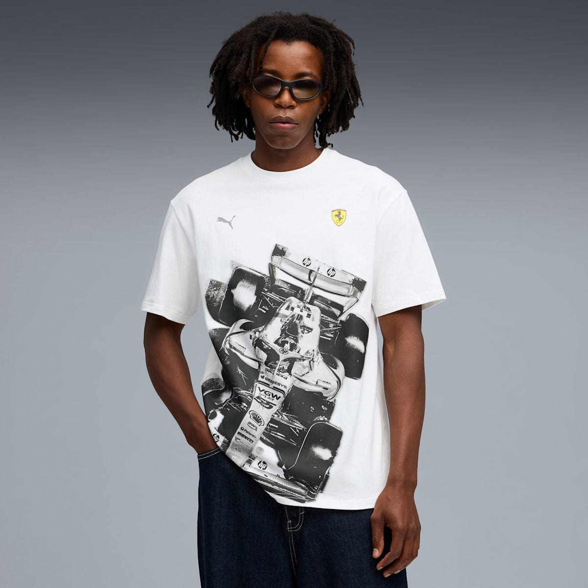 Scuderia Ferrari Premium Tee Men - PUMA White - model-front