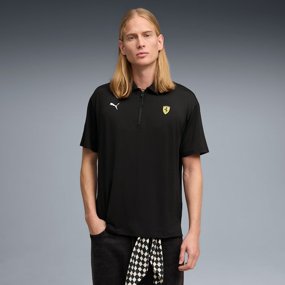 Scuderia Ferrari CLOUDSPUN Polo Men - PUMA Black - model-front