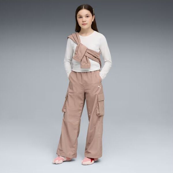 Luminous Cloud T7 Big Kids' Relaxed Cargo Pants - Sandstone - full model view