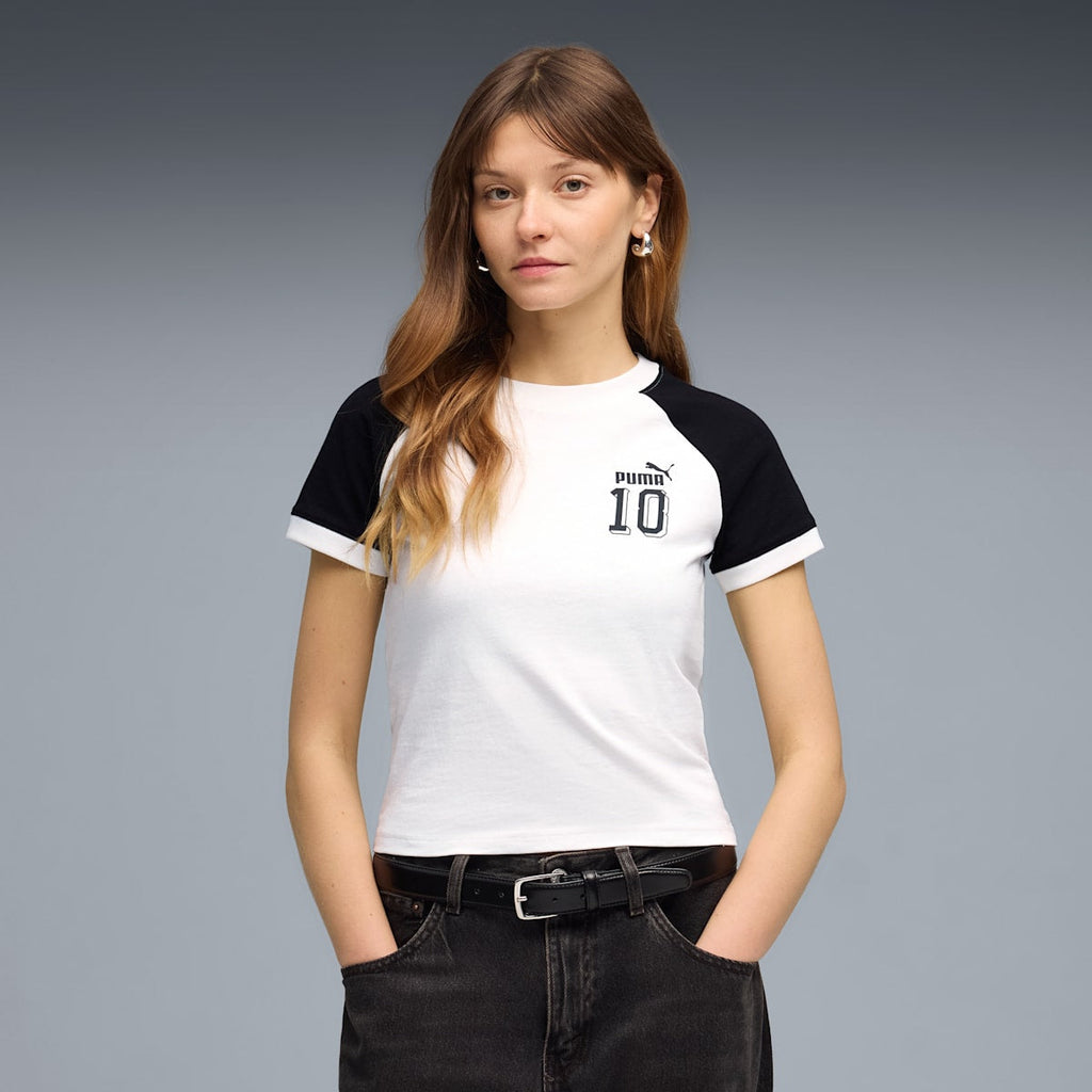 FUTURE.PUMA.ARCHIVE Slim Short Ringer Tee Women - PUMA White model image