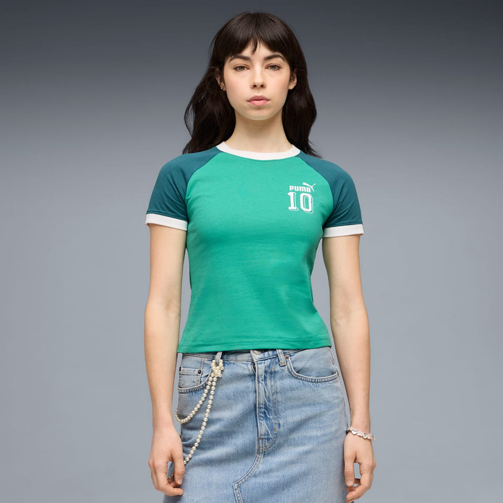 FUTURE.PUMA.ARCHIVE Slim Short Ringer Tee Women - Vibrant Green model image
