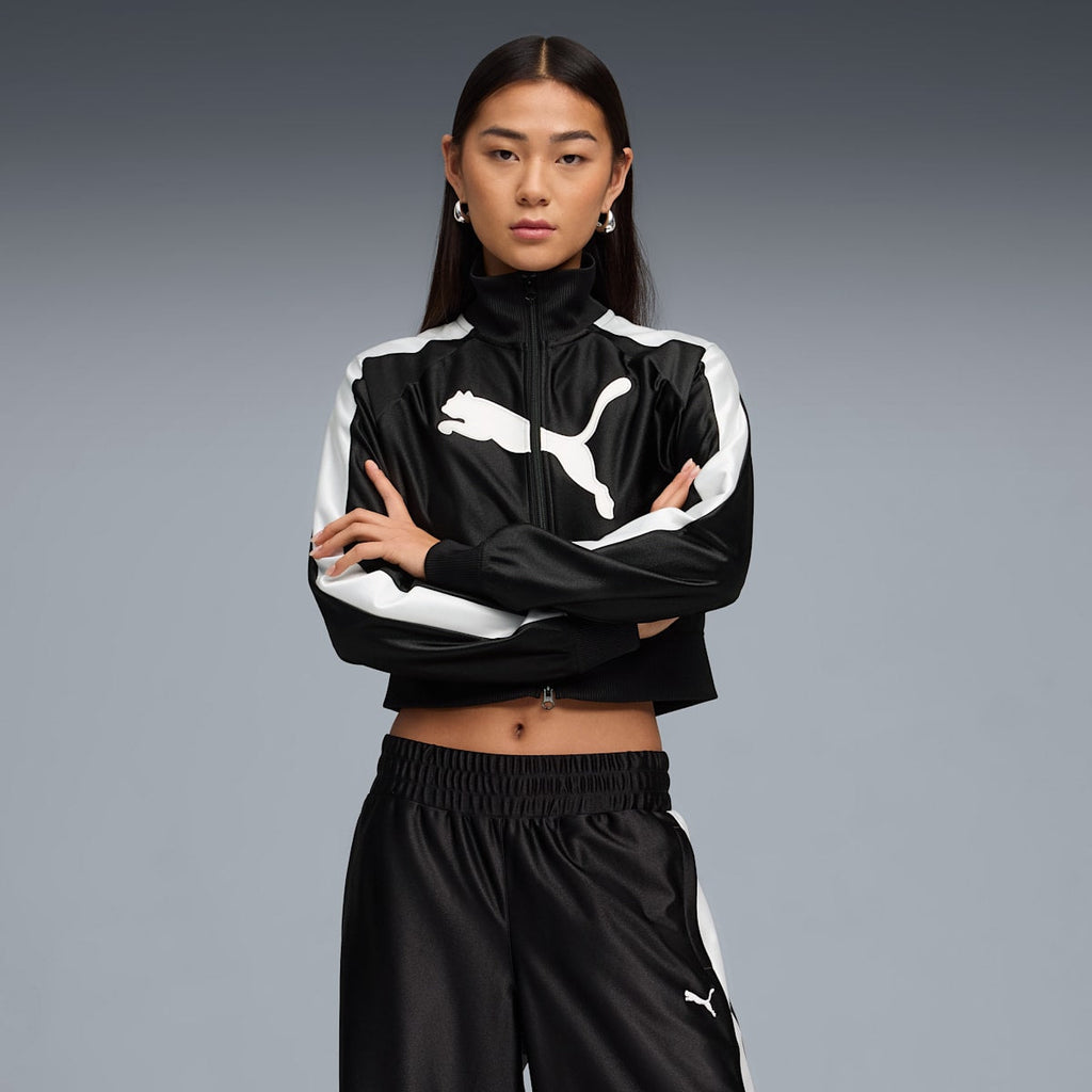 FUTURE.PUMA.ARCHIVE T7 Slim Cropped Track Jacket Women - PUMA Black model image