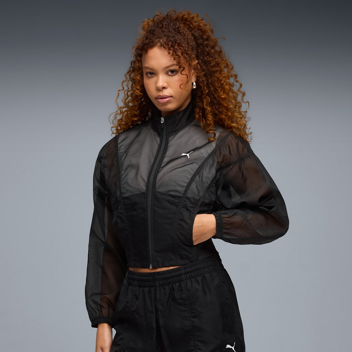 DARE TO Oversized Woven Jacket Women - PUMA Black model image