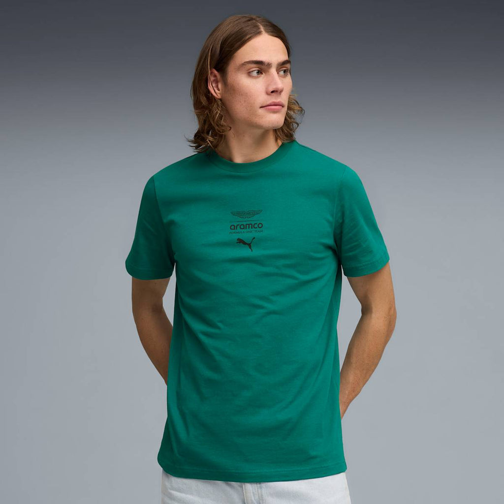 PUMA x ASTON MARTIN ARAMCO F1® TEAM Essentials Tee Men, Green, model front view