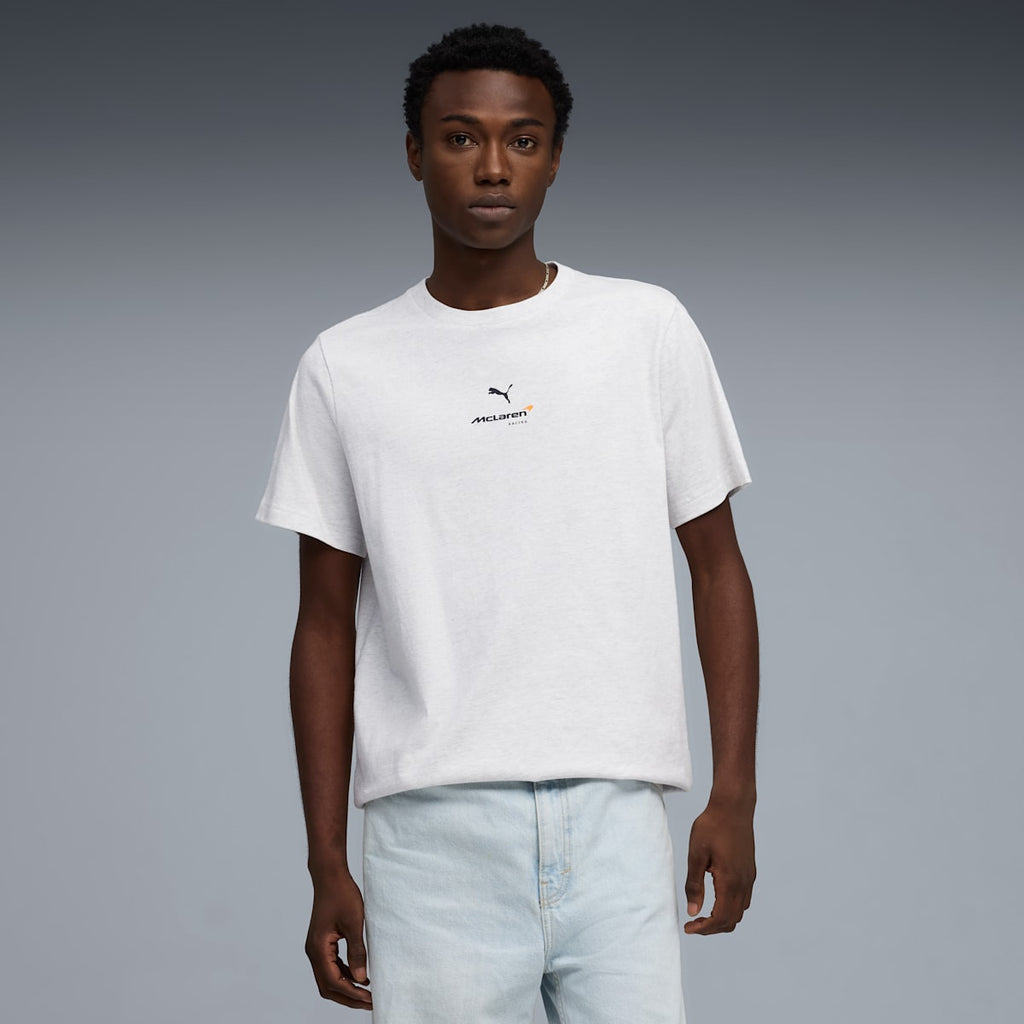 McLAREN RACING Small Logo Tee Men - White Glow Heather - model-front