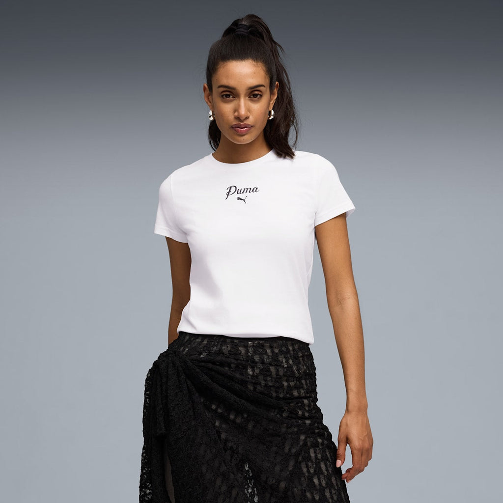 Essentials Script Tee Women - PUMA White model image