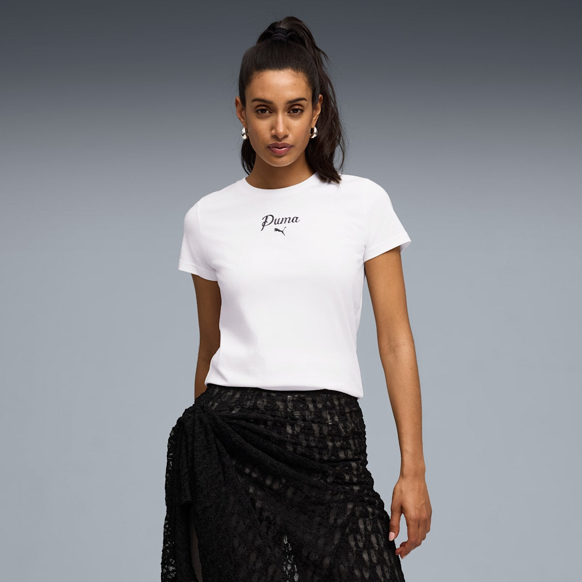 Essentials Script Tee Women - PUMA White model image