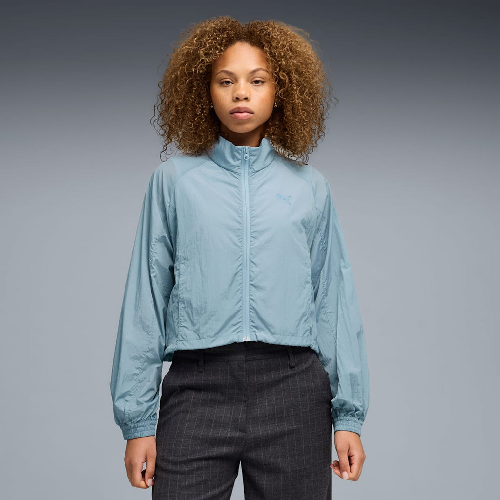 HER Relaxed Full-Zip Woven Jacket Women - Seafoam model image