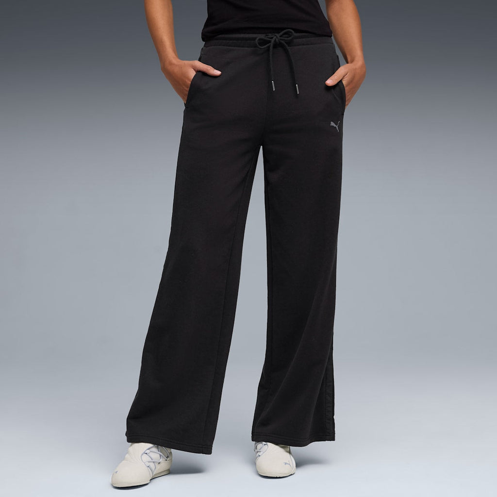 HER Comfort High-Waist Wide-Leg Pants Women - PUMA Black model image