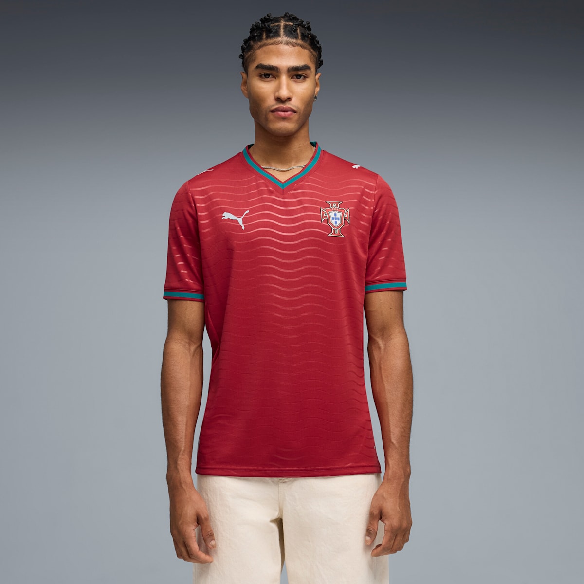 Portugal Home Replica Jersey - Club Red / Green Lagoon model image
