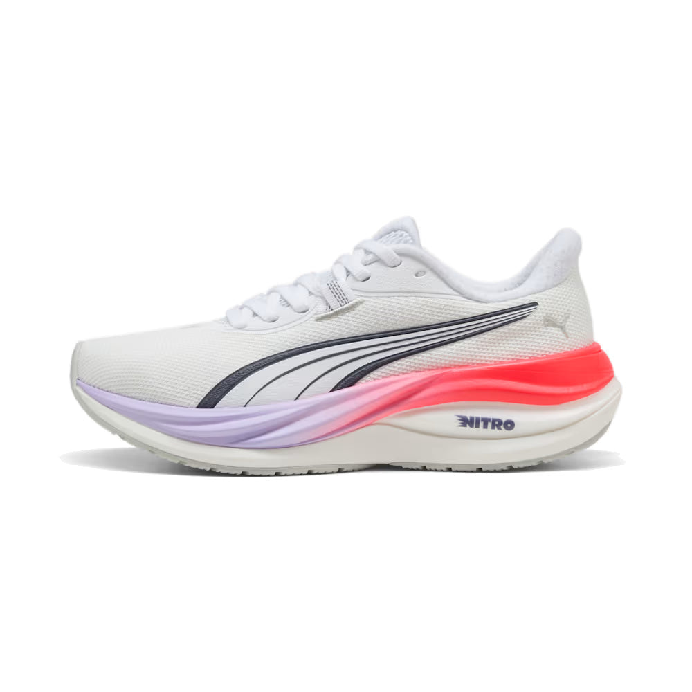 PUMA Electrify NITRO 5 Junior Running Shoes-White-Red-Lavender Depths