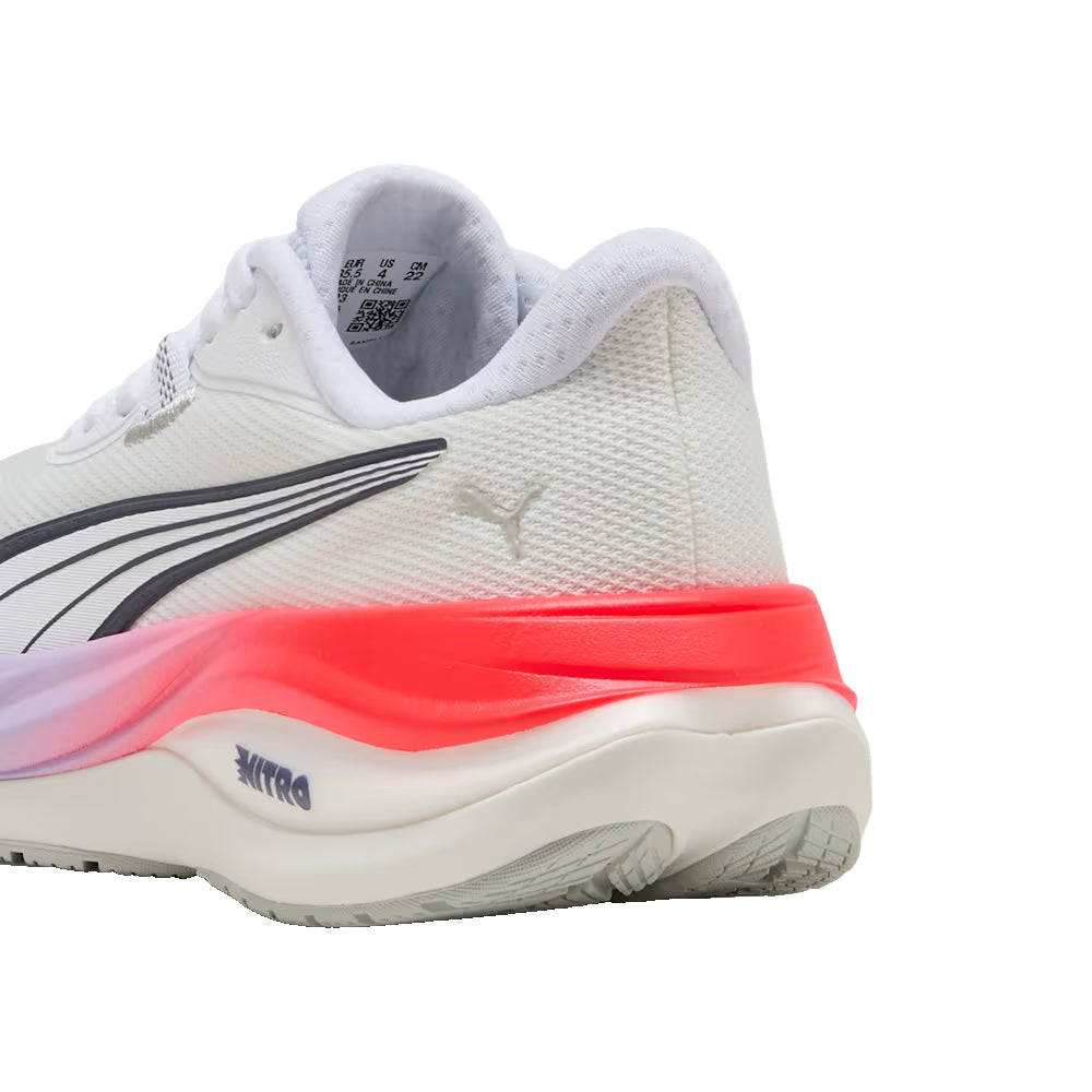 PUMA Electrify NITRO 5 Junior Running Shoes-White-Red-Lavender Depths