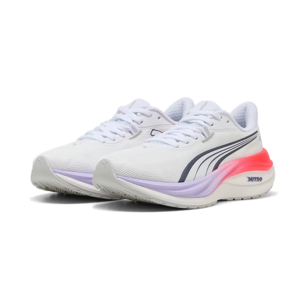 PUMA Electrify NITRO 5 Junior Running Shoes-White-Red-Lavender Depths