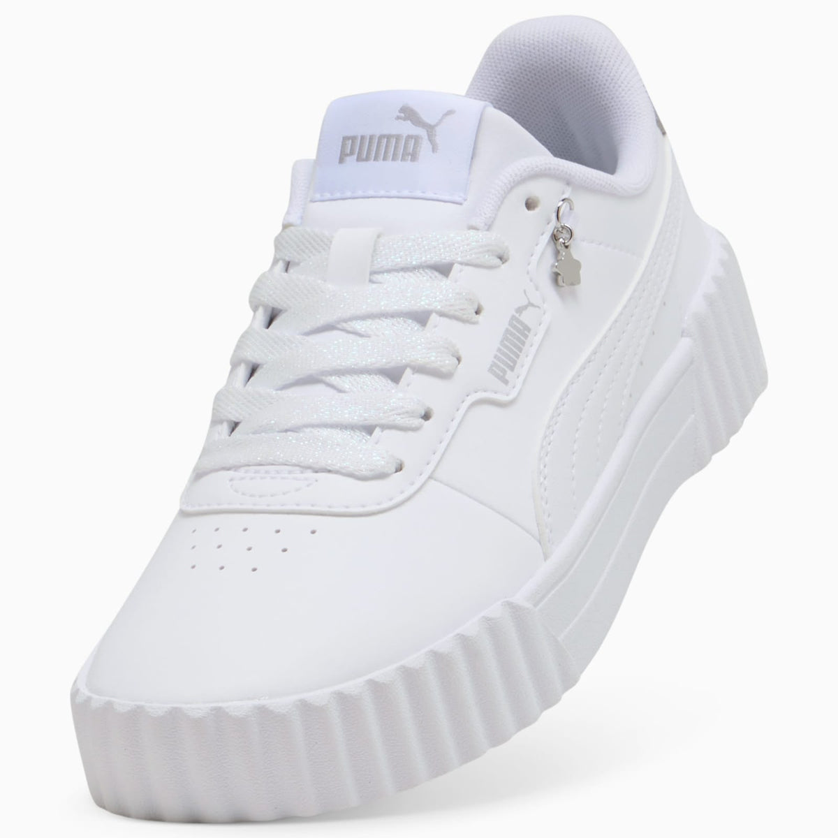 PUMA Carina 3.0 Charm Junior Sneakers-PUMA White-PUMA Silver