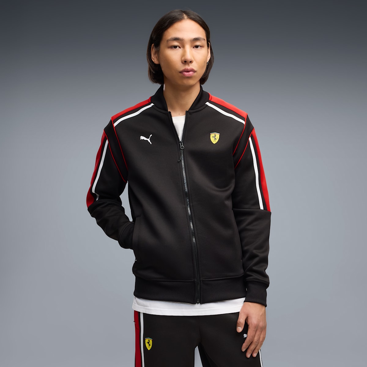 Scuderia Ferrari Men's T7 Track jacket - PUMA Black - on model