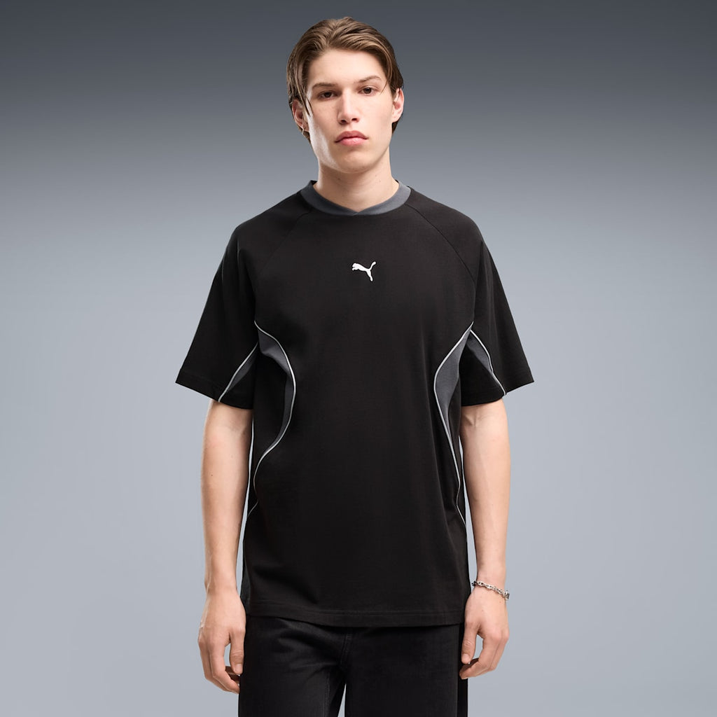PUMA Sport Relaxed Colourblocked Tee Men - PUMA Black - on model