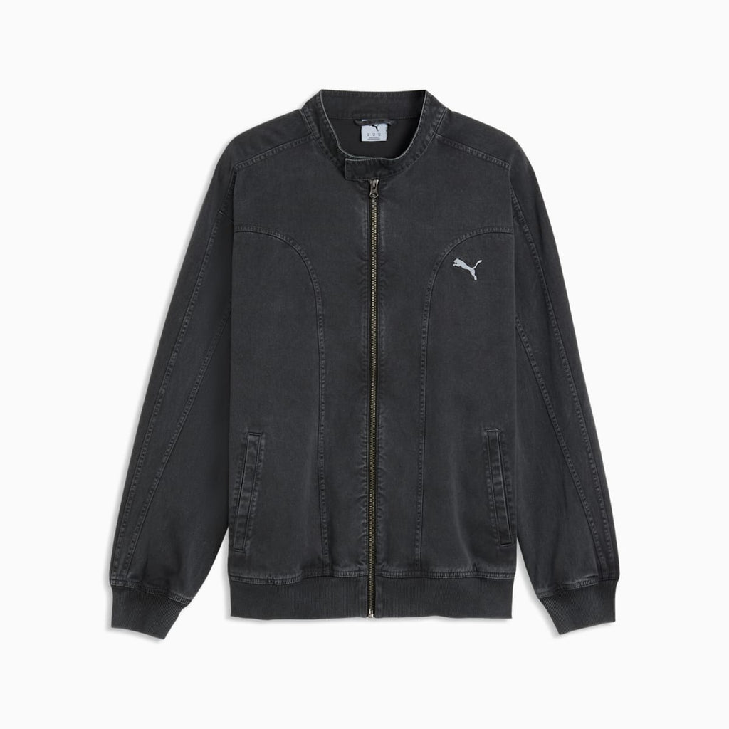 FUTURE.PUMA.ARCHIVE Relaxed Washed Twill T7 Track Jacket - PUMA Black - front on white background