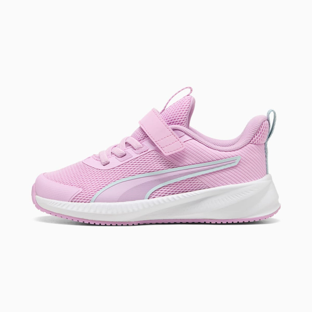 PUMA Flyer 4 Running Shoes Kids - Mauve Glow-Aqua Glow-PUMA White - Side Profile - Lateral
